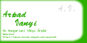arpad vanyi business card