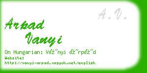 arpad vanyi business card